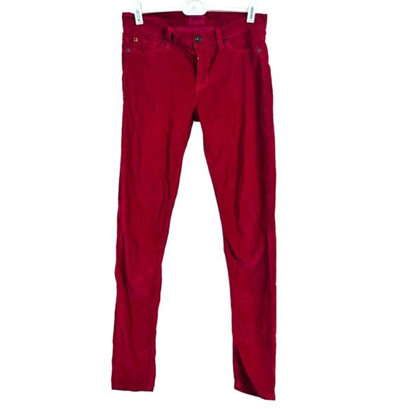 HUDSON Burgundy Berry Velvet Skinny Pants 26 Stretch Soft Holiday Midrise - Picture 1 of 6